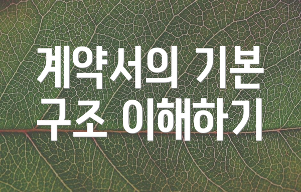 계약서의 기본 구조 이해하기