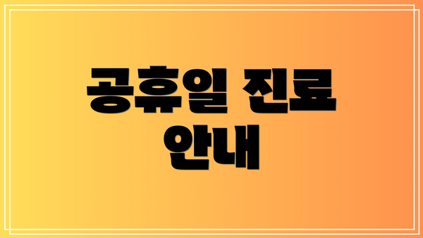 공휴일 진료 안내