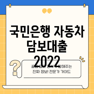 국민은행 자동차 담보대출 2022