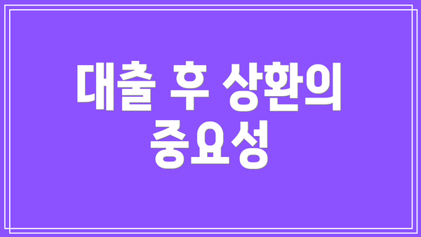 대출 후 상환의 중요성