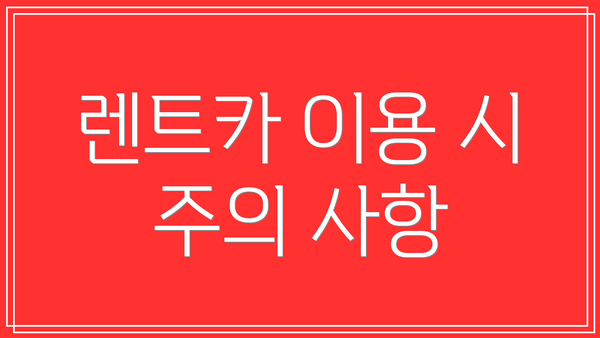 렌트카 이용 시 주의 사항