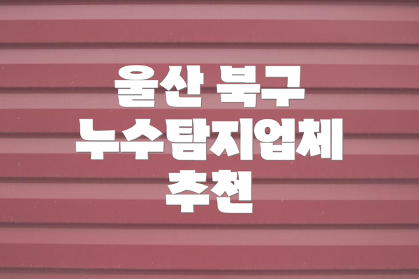 울산 북구 누수탐지업체 추천