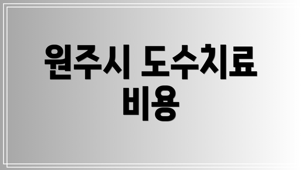 원주시 도수치료 비용