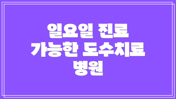 일요일 진료 가능한 도수치료 병원