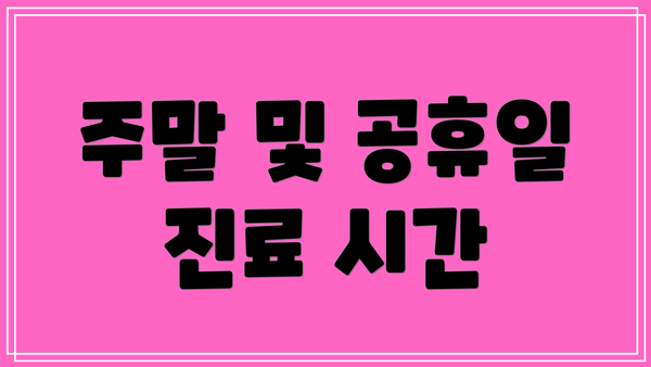 주말 및 공휴일 진료 시간