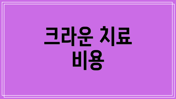 크라운 치료 비용