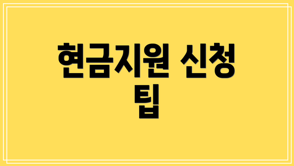 현금지원 신청 팁