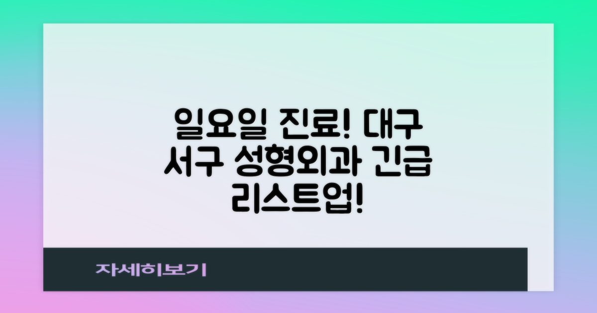 대구 서구 일요일 진료 성형외과 리스트